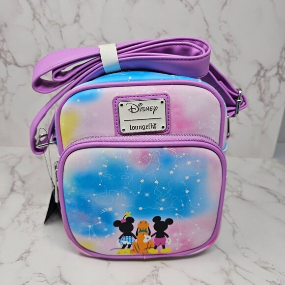 NWT Loungefly Disney Minnie & Mickey Mouse Constellation Crossbody Bag Pluto - Picture 1 of 5